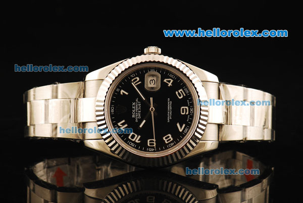 Rolex Datejust II Rolex 3135 Automatic Movement Full Steel with Black Dial and White Arabic Numerals - Click Image to Close